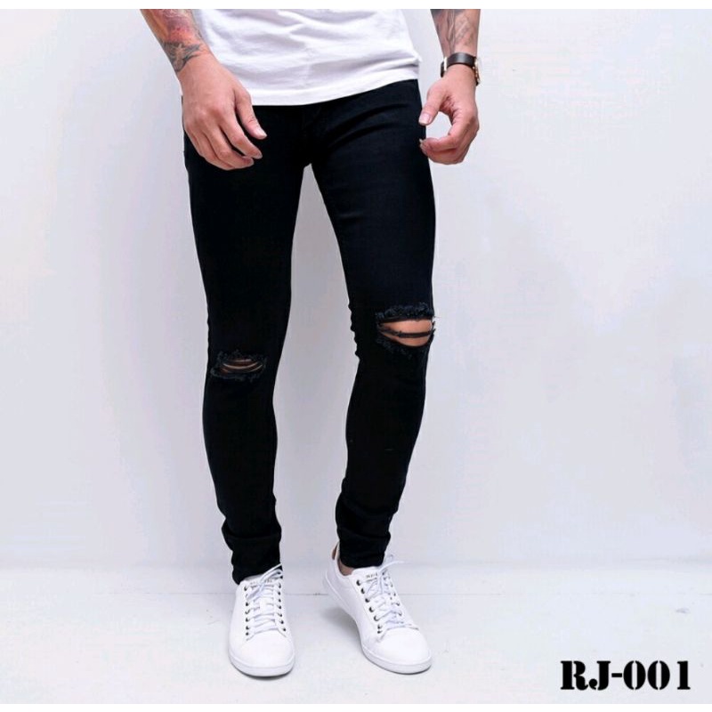 Quần Jean Nam Rách Gối / Quần skinny / Quần Jean Co Giãn / Kéo Gấu