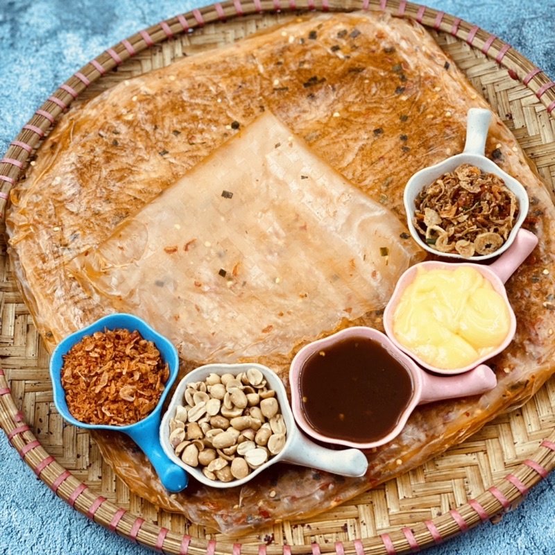 Bánh Tráng Bơ Me ÔNG BỐN - Muối Tôm Hành Phi, Lạc Đỏ, Tép Sấy, Mắm Me, Bơ Trứng