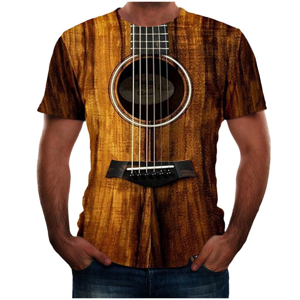 Áo thun ngắn tay in họa tiết đàn guitar 3D cá tính dành cho nam