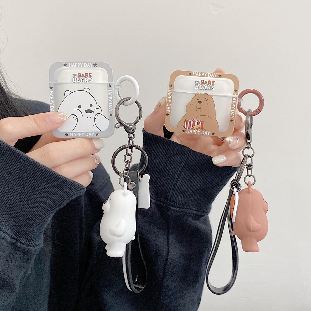 Vỏ Bảo Vệ Hộp Sạc Tai Nghe Airpods 1/2/pro 3 gen3 Bluetooth Bằng Silicon Mềm Hình Ba Chú Gấu Hoạt Hình