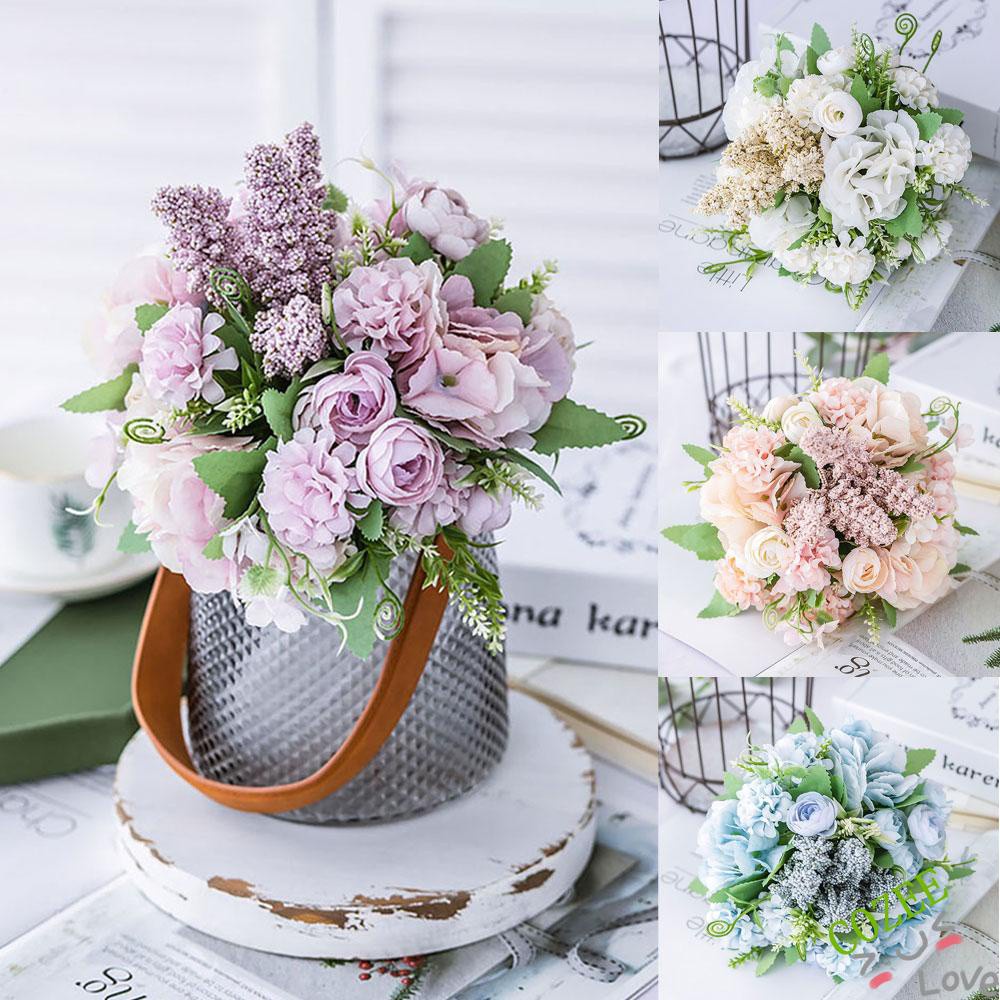 Bó 13 Bông Hoa Mẫu Đơn Nhân Tạo Bằng Nhựa Nhiều Màu Dùng Trang Trí Tiệc Cưới