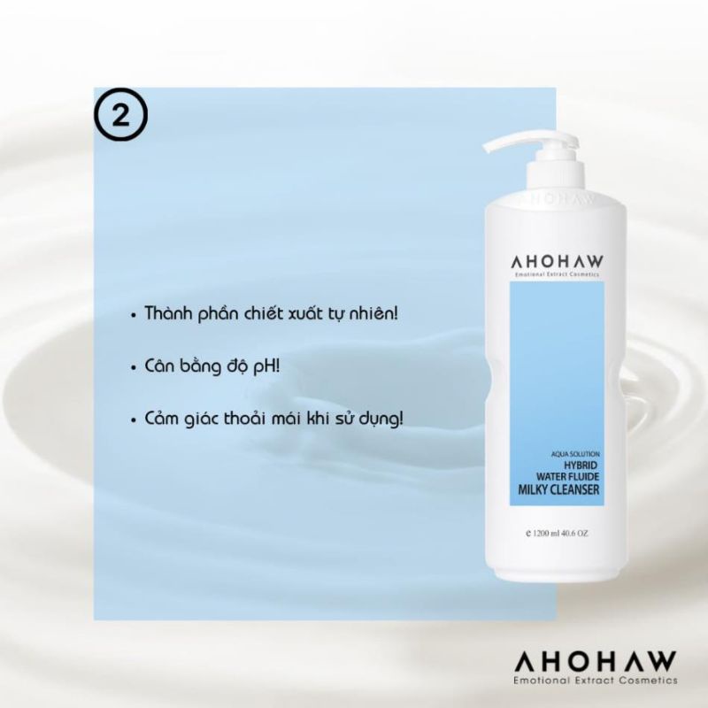 Sữa rửa mặt tẩy trang 3 in 1 AHOHAW - HYBRID WATER MILKY CLEANSER