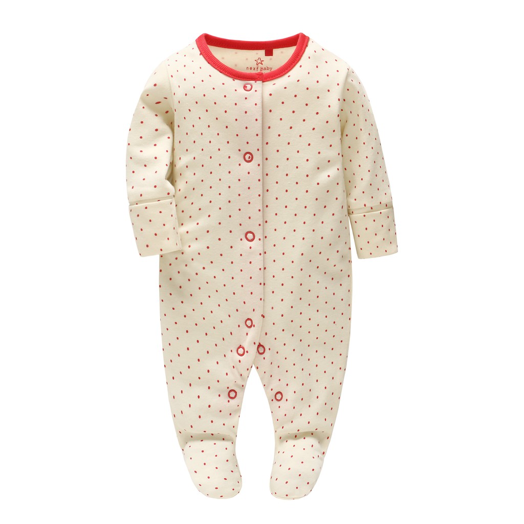 【Size 0-3M 】Vlinder Bé Tiếp Theo Tay Dài In Bé Sleepsuit Liền Trẻ Sơ Sinh Áo Liền Quần Liền Tiếp Theo Chất Lượng