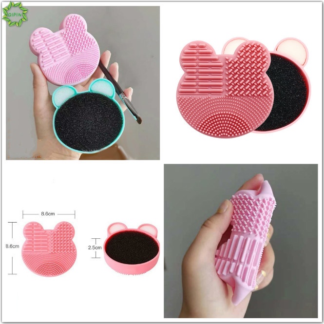 [Hàng mới về] Đệm silicon vệ sinh cọ trang điểm hình gấu hoạt họa đáng yêu cho nữ