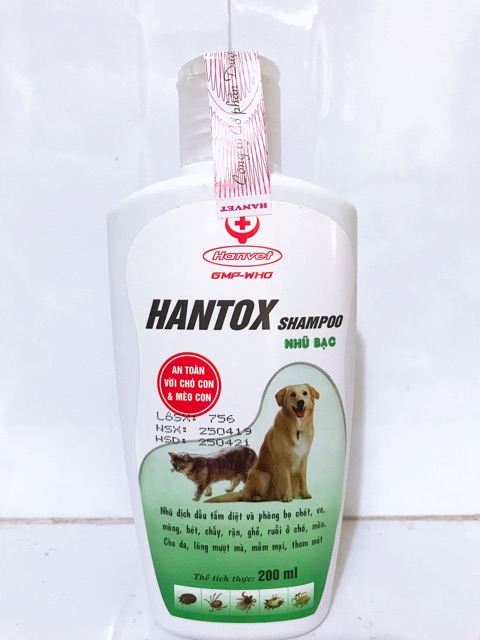 Sữa tắm trị ve rận bọ chét Hantox xanh An toàn với chó con và mèo con