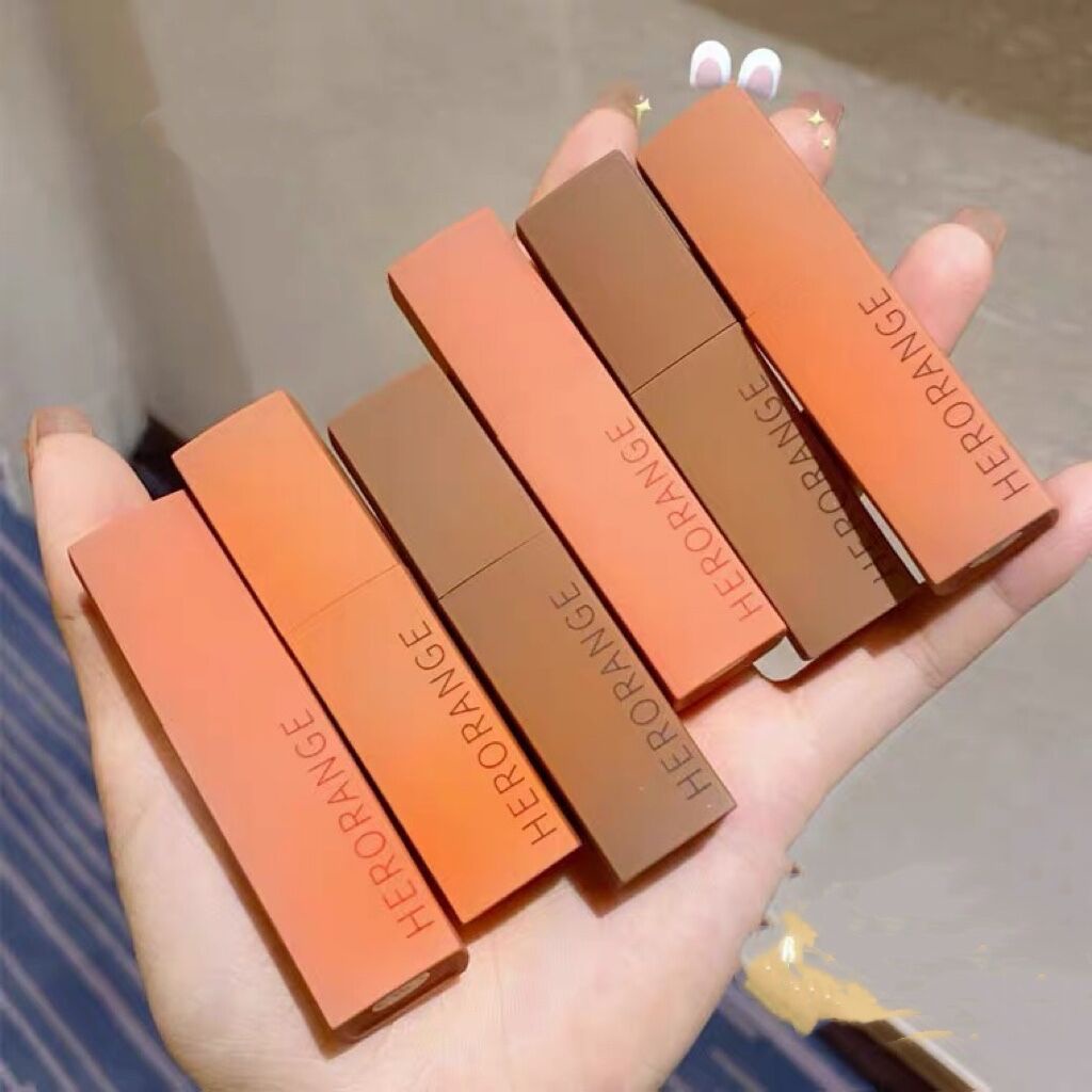 Son kem bùn HERORANGE mới vỏ vuông lì tone lạnh nâu tây đỏ đất lâu trôi R255
