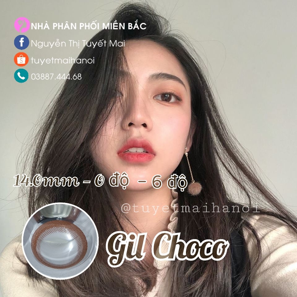 Lens Màu Nâu Tự Nhiên Không Giãn Gil Choco 14mm - Kính Áp Tròng Hàn Quốc Vassen Sexy Me