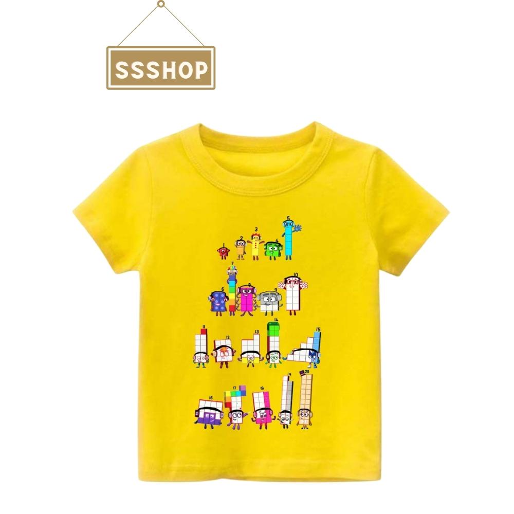 Áo thun bé trai và bé gái in hình numberblocks , Chất liệu cotton thoáng mát mềm mịn, Hình in không bong tróc SSSHOP 01