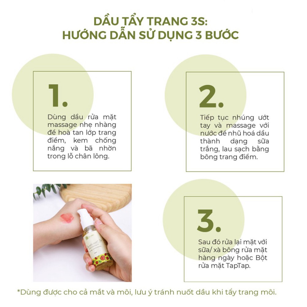 Dầu Rửa Mặt Tẩy Trang 3S Thiên Nhiên An Toàn Giúp Sạch Sâu Se Khít Lỗ Chân Lông Cỏ Mềm 50ml