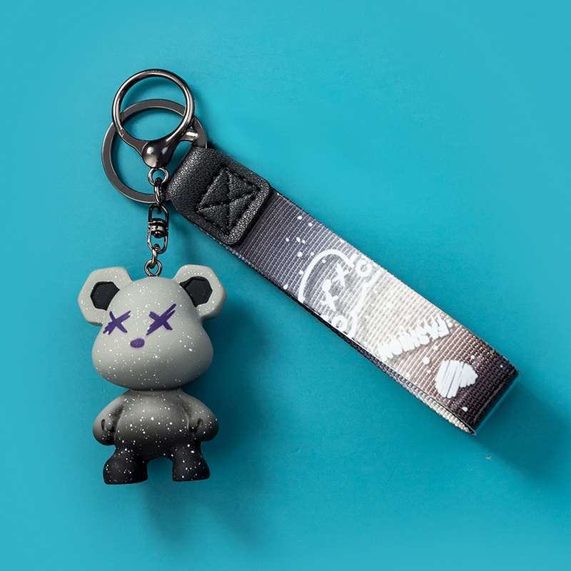 Móc khóa da Asta Accesories màu bạc xanh cao cấp chết liệu Titan chống gỉ - Móc Khóa BearX