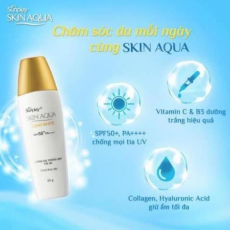 Sữa chống nắng Skin Aqua dưỡng da trắng mịn cấp ẩm kềm dầu 25g