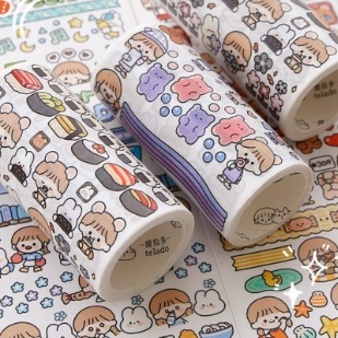 Cuộn băng dán washi cute hình nhân vật siêu đáng yêu ( có chiết lẻ)