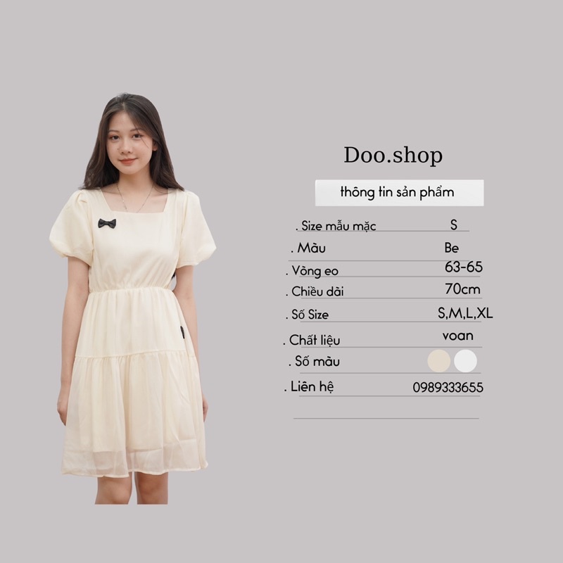 Váy tiểu thư trắng đính nơ Đầm bánh bèo 2 lớp chất liệu cao cấp Hàng Loại 1 Kiều One Shop