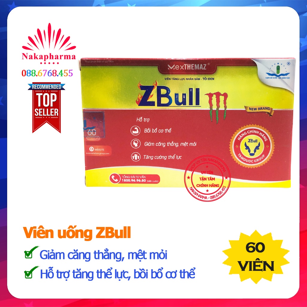Viên Tăng Lực Nhân Sâm Tỏi Đen ZBULL New Brand Mexthemaz Tâm Dược – Giúp phục hồi năng lượng, tăng thể lực