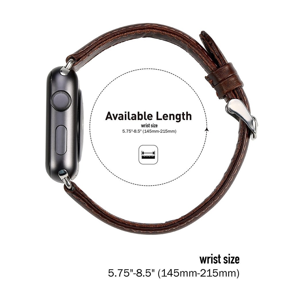 Dây Da Dầu Chất Lượng Cao Cho Đồng Hồ Apple Iwatch 6 Se 5 4 3 2 1 Kích Thước 44mm 42mm 40mm 38mm