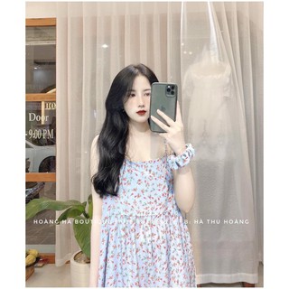 Váy nữ, váy hoa nhí 2 dây tùng đuôi cá tặng kèm scrunchies họa tiết hoa nhí cực xinh hàng qc loại1