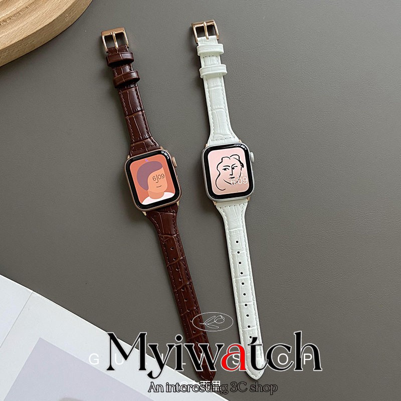 Dây Đeo Tay Bằng Da Cá Sấu 8 Màu Thời Trang Cho Đồng Hồ Thông Minh Apple Watch Series 6 5 3 4 2 Se Iwatch 38mm 40mm 42mm 44mm T500