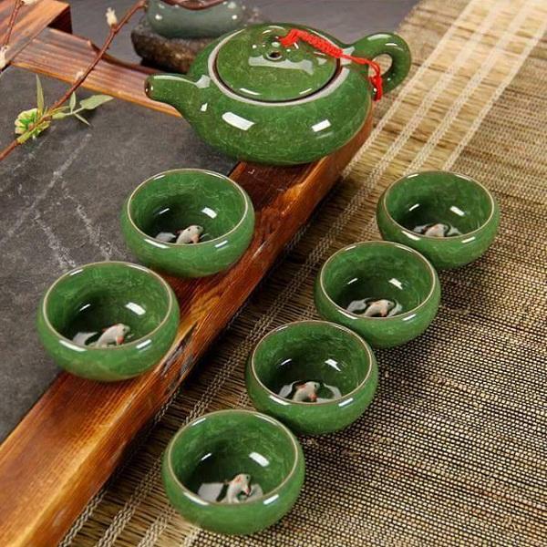 Bộ ấm chén hình cá 3d (xanh ngọc)