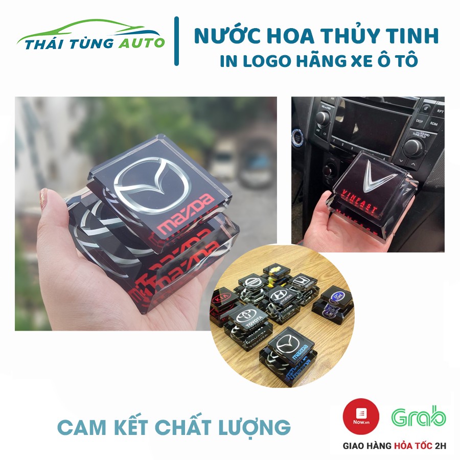 Nước hoa ô tô pha lê in logo các hãng xe, tặng kèm nước hoa và đế dính 2 mặt