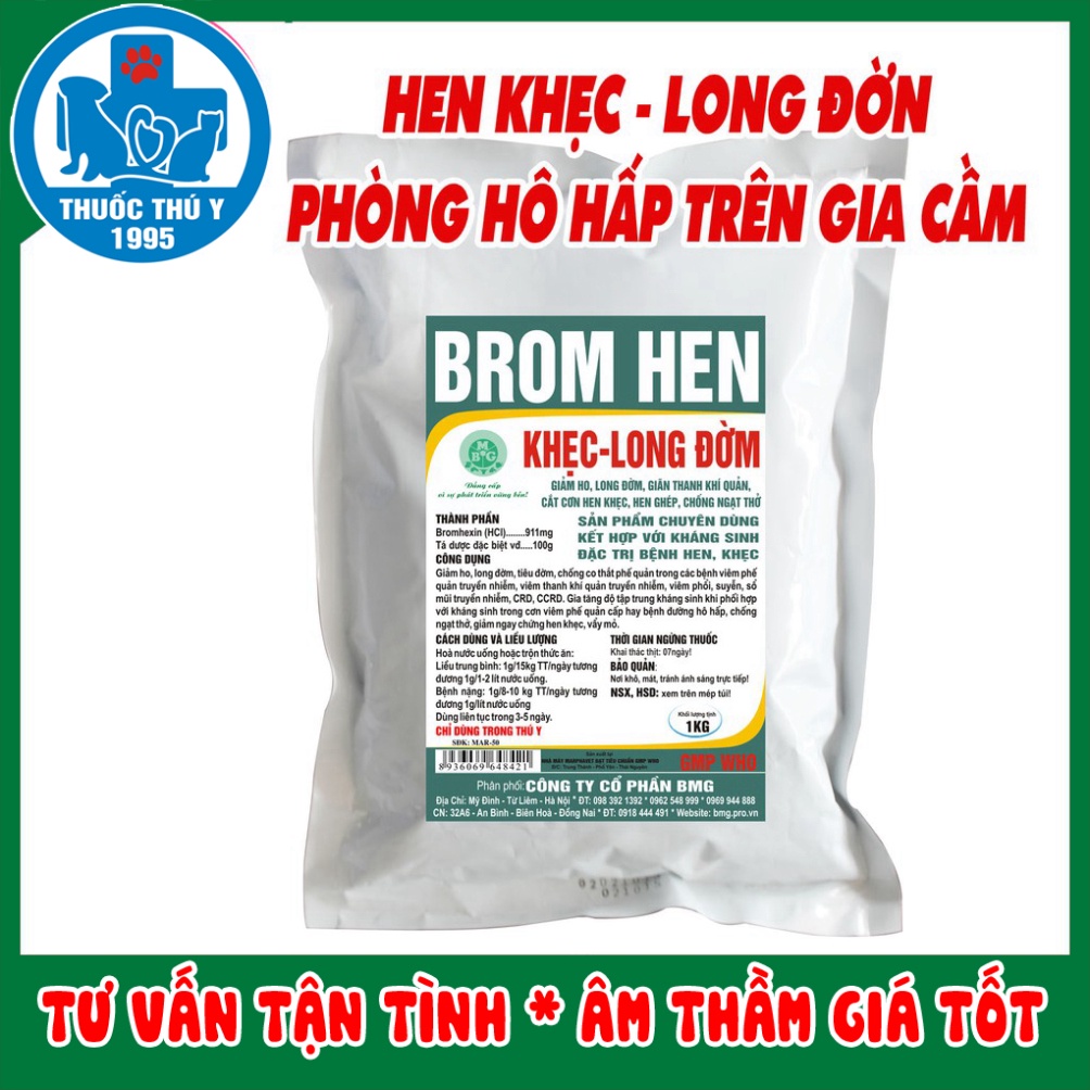 HEN KHẸC LONG ĐỜM hỗ trợ giảm ho, long đờm, phòng bệnh đường hô hấp trên vật nuôi, thú cảnh, gà đá, chim