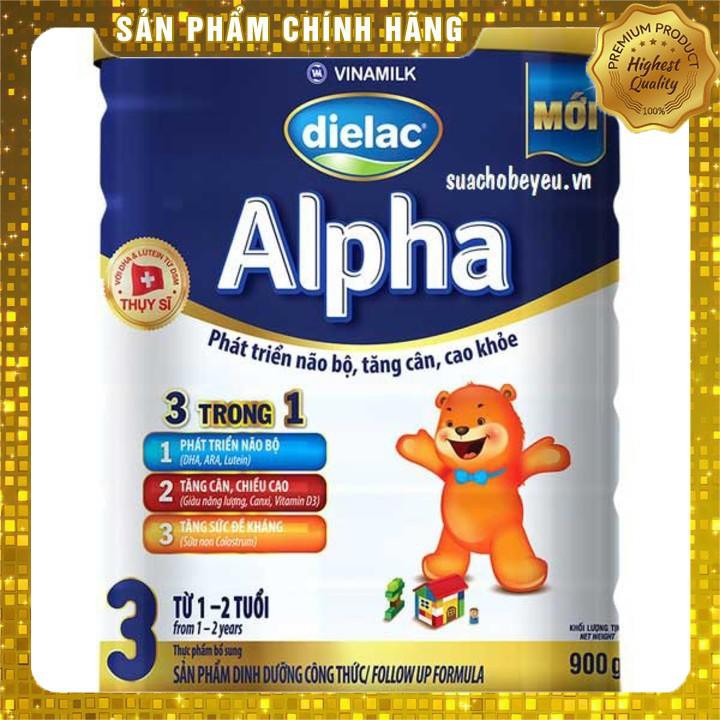 Sữa Dielac Alpha Step 3 - Vinamilk - 900g, 1-2 Tuổi (Cam kết 100% hàng chính hãng )