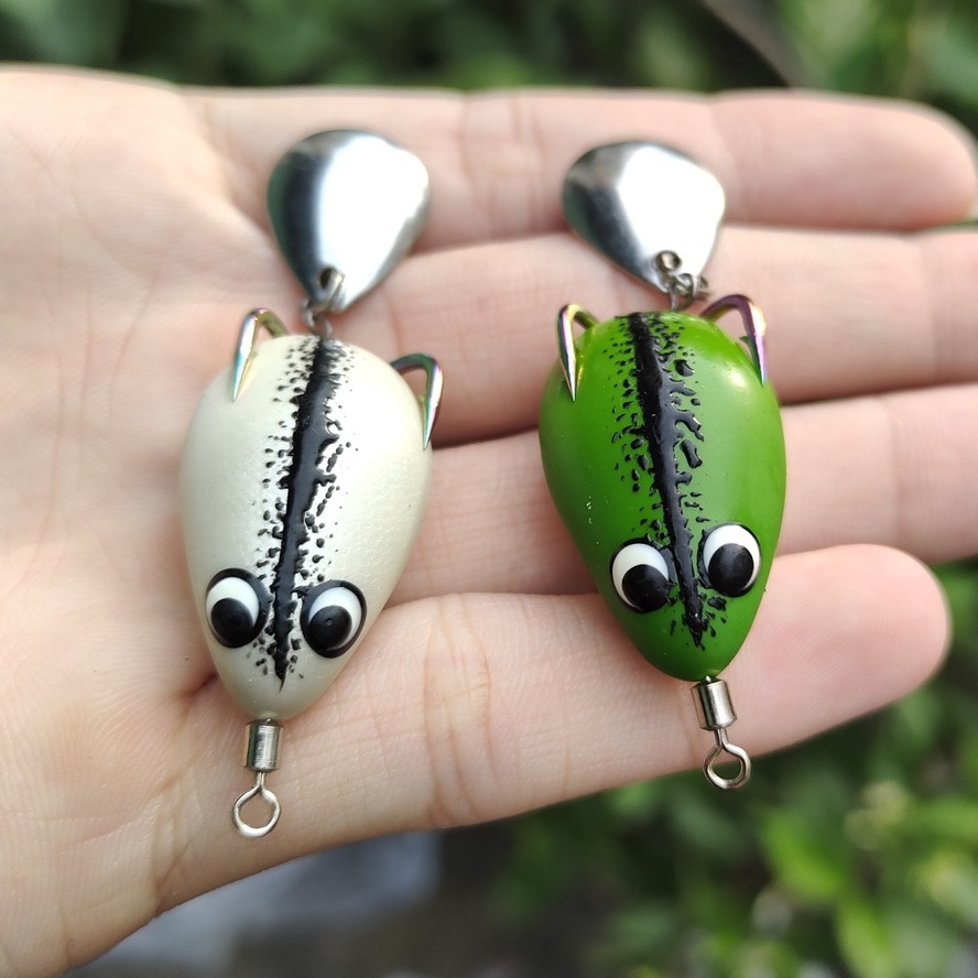 Mồi câu cá lóc nhái hơi F35 Titan, 6g câu nổi- 9g câu chìm, dài 3,3cm. Mồi nhái hơi A33 lưỡi độ