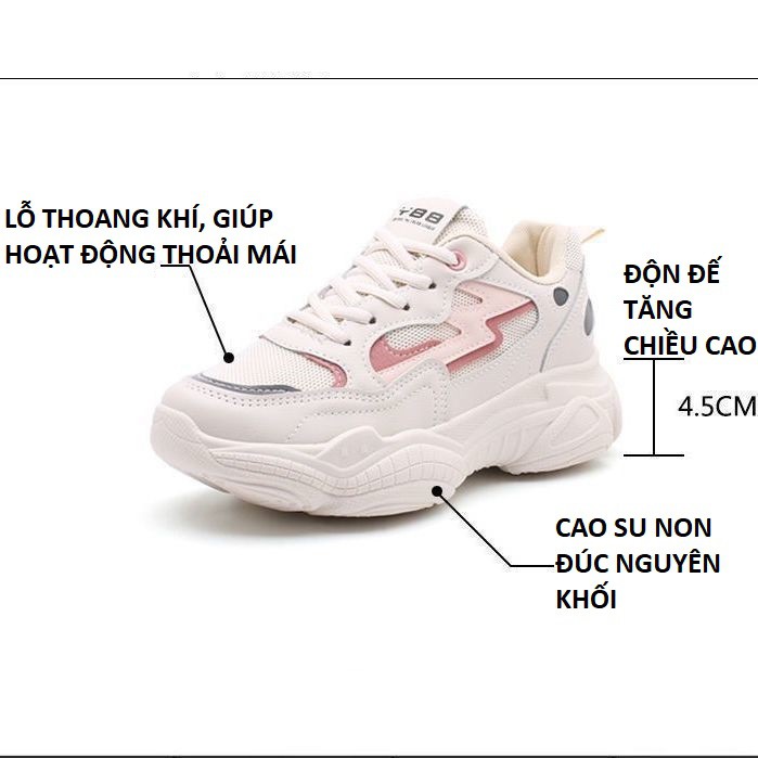 [Mã WAMT2405 giảm 10K đơn 0K] GIÀY THỂ THAO NỮ SIÊU ĐẸP. (TRẮNG,HỒNG) ĐỘN ĐẾ 4,5CM TĂNG CHIỀU CAO. | BigBuy360 - bigbuy360.vn