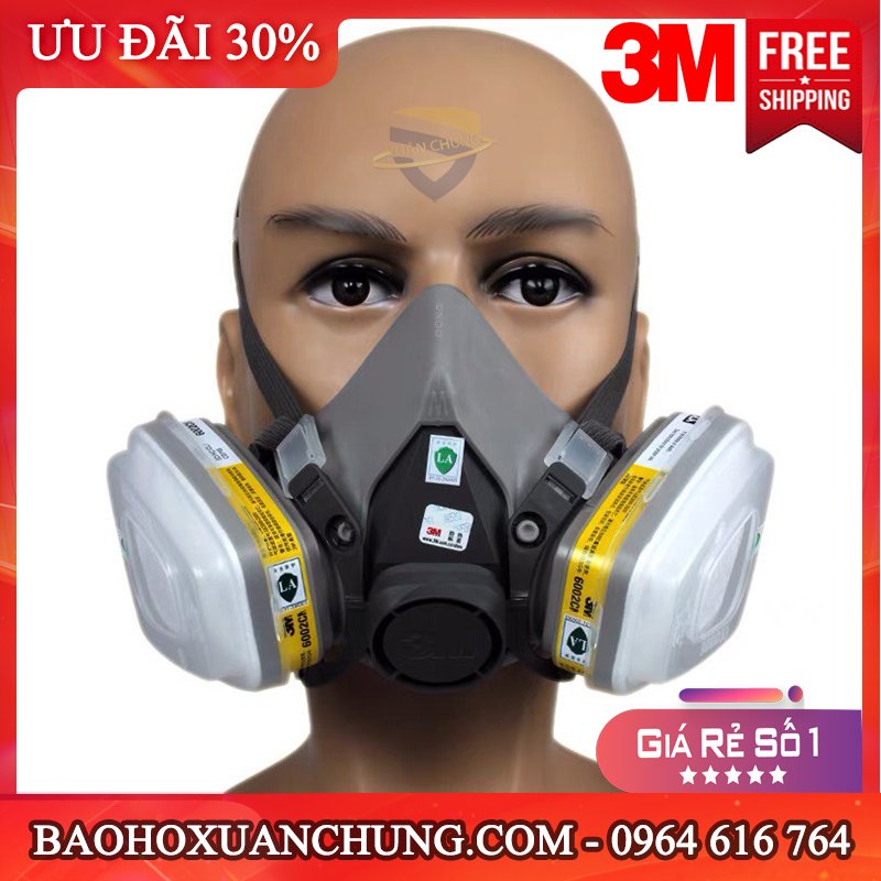 Mặt nạ phòng độc 3M 6200, Bộ mặt nạ chống độc sơn, PU, thuốc trừ sâu