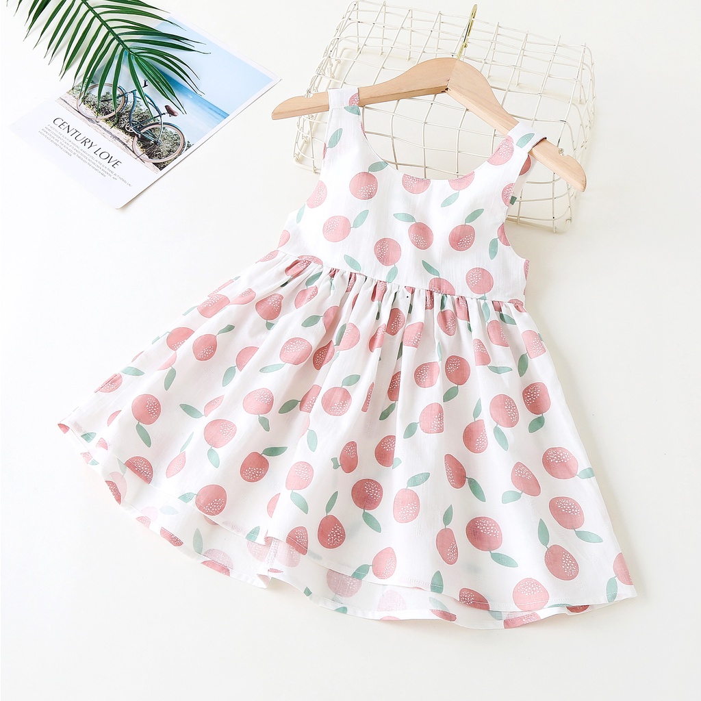Váy bé gái thắt nơ chất liêu cotton thoáng mát