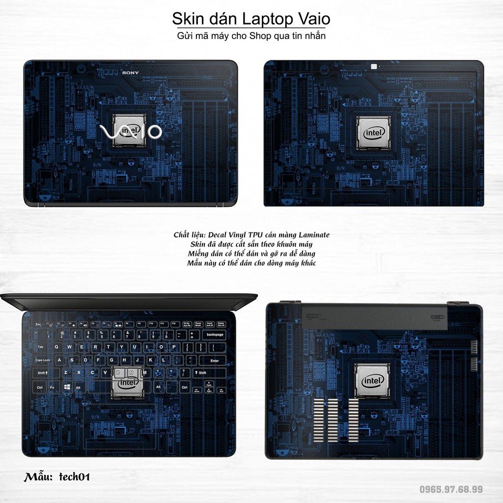 Skin dán Laptop Sony Vaio in hình Công nghệ (inbox mã máy cho Shop)