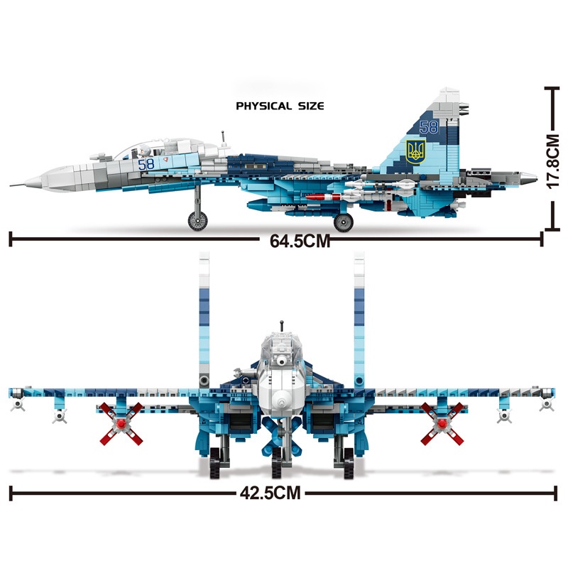 Đồ chơi Lắp ráp Máy bay Chiến đấu SU-27, Mingdi 9005 Sukhoi Fighter, Xếp hình thông minh