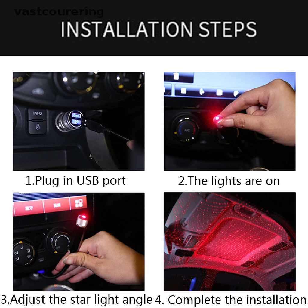 Đèn LED Chiếu Trần Xe Hơi Hình Bầu Trời Sao Sạc USB