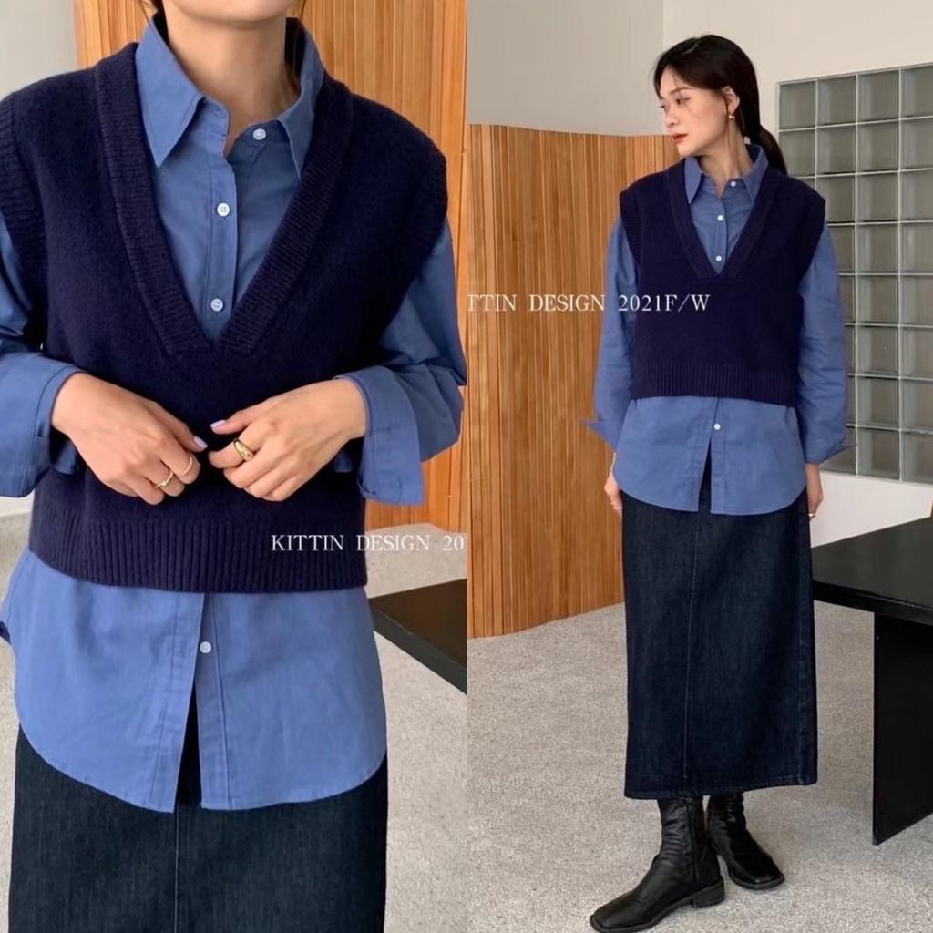 Áo gile len cổ V rộng _ A0268 | BigBuy360 - bigbuy360.vn