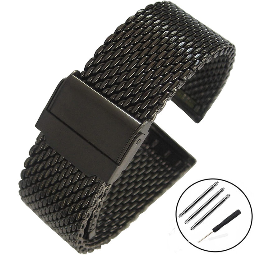 Dây Đeo Đồng Hồ Bằng Thép Không Gỉ 1.0mm Dày 3mm 18Mm 20mm 22mm 24mm