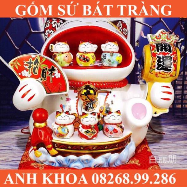MÈO THẦN TÀI-ĐẠI CHỦY ĐẠI PHÚC  cao 30cm - Gốm sứ Bát Tràng Anh Khoa