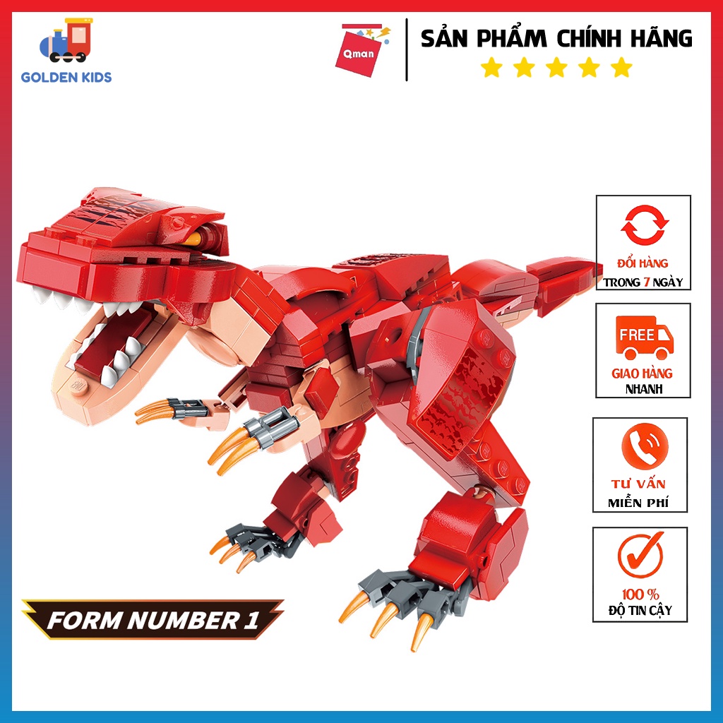 Đồ chơi xếp hình khủng long bạo chúa, Lego khủng long- QMAN 42106 biến đổi 3 mô hình  - Đồ chơi giáo dục