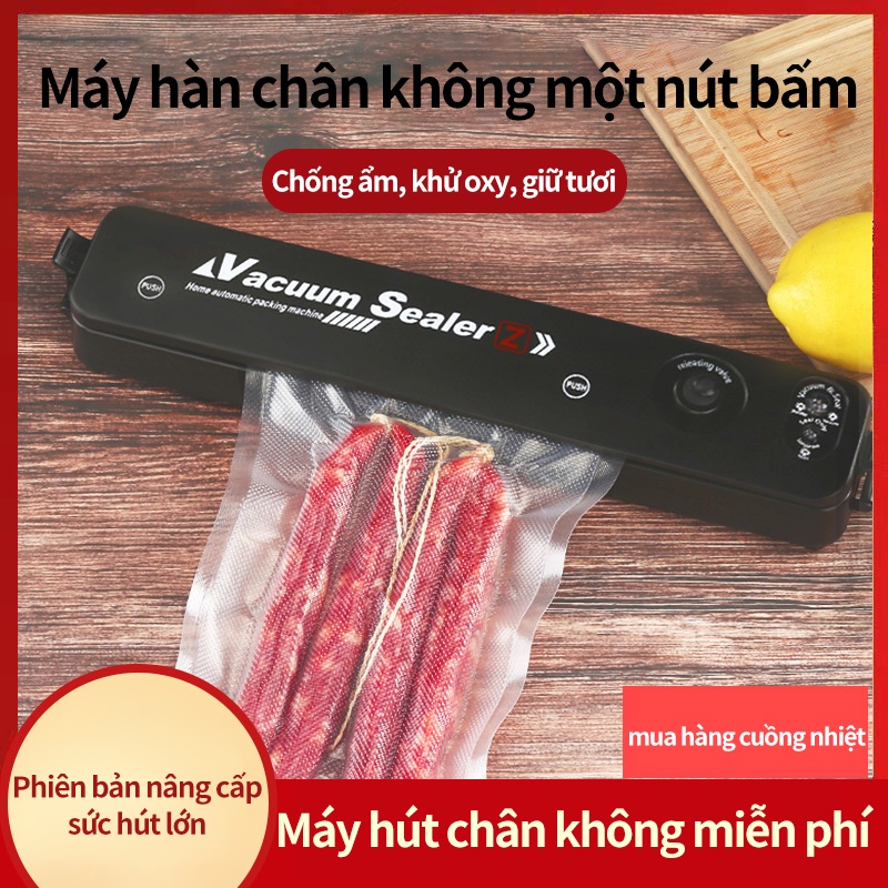 Máy Hút Chân Không Thực Phẩm Kèm Hàn Miệng Túi Vacuum Sealer ( tặng 10 túi hút )