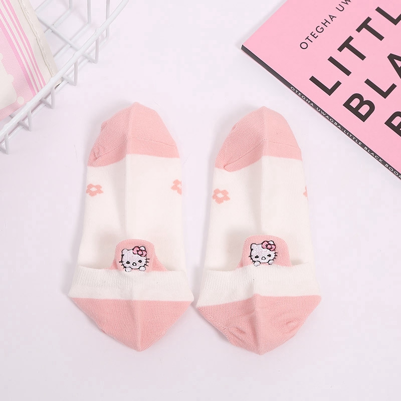 Vớ Cotton Thêu Hình Hello Kitty Đáng Yêu Cho Nữ