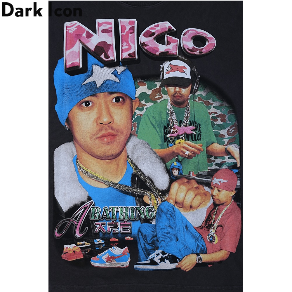 Dark Icon Rap Rock Hip Hop T-shirt Men Camouflage Letters Printed Streetwear Men's Tshirts Cotton Tee