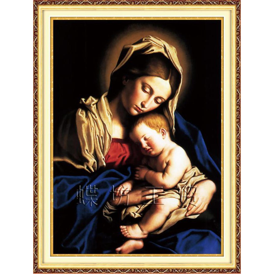 TRANH THÊU CHỮ THẬP 3D Đức Mẹ Maria Bồng Chúa DV6334 (TRANH TỰ THÊU) kt:41X55CM