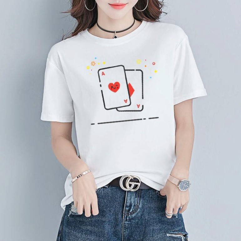 Áo thun nữ cute, áo thun in đơn giản, vải cotton mịn mát, áo thun nam nữ 2021