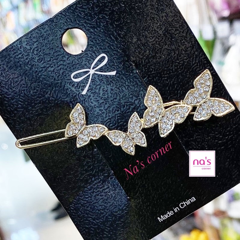 Kẹp tóc kim loại hình Bướm đính đá xinh lung linh dành cho nữ