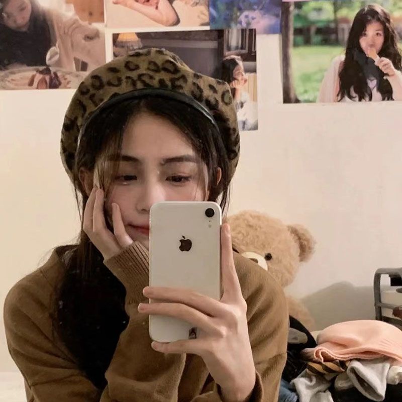 Mũ Beret Họa Tiết Da Beo