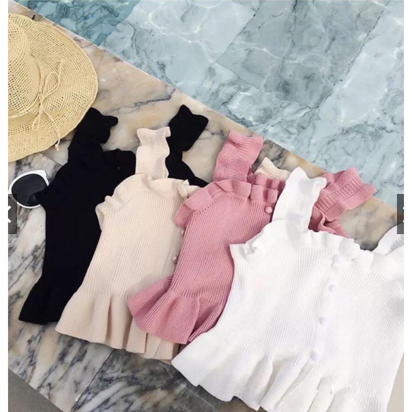 Áo Len 2 Dây Bản To Xếp Bèo | BigBuy360 - bigbuy360.vn