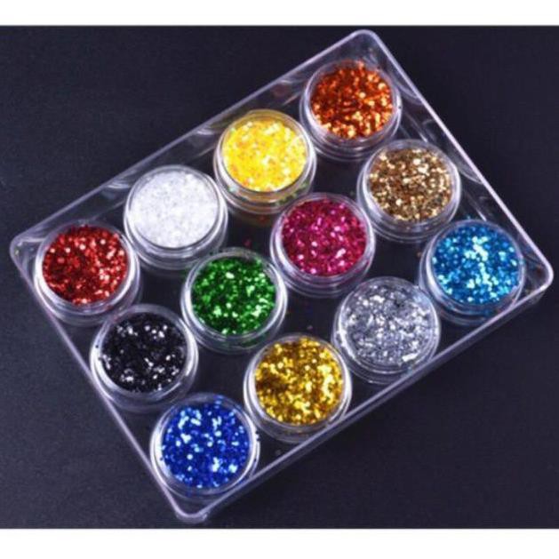Nhũ hạt to 12 ô gắn móng Set nhũ