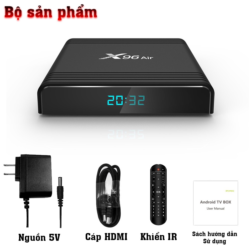 [Mã SKAMPUSHA8 giảm 8% đơn 300K] Android tv box X96 Air - Ram 4Gb - Bộ nhớ 32GB - Hệ điều hành Android 9.0