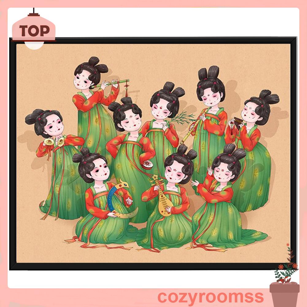 Bộ tranh thêu chữ thập toàn bộ họa tiết hoàng cung