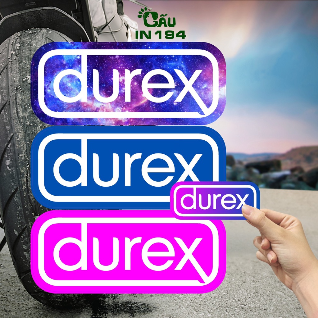 Tem decal dán xe IN194 nhãn dán cao cấp chất liệu decal nhựa cao cấp - 3 x 9cm - Durex Đủ Màu