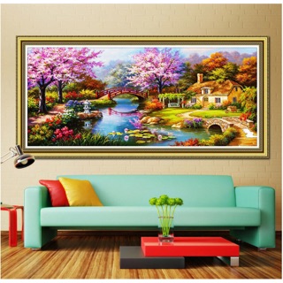 Tranh thêu tổ ấm hạnh phúc khổ lớn 195x103cm