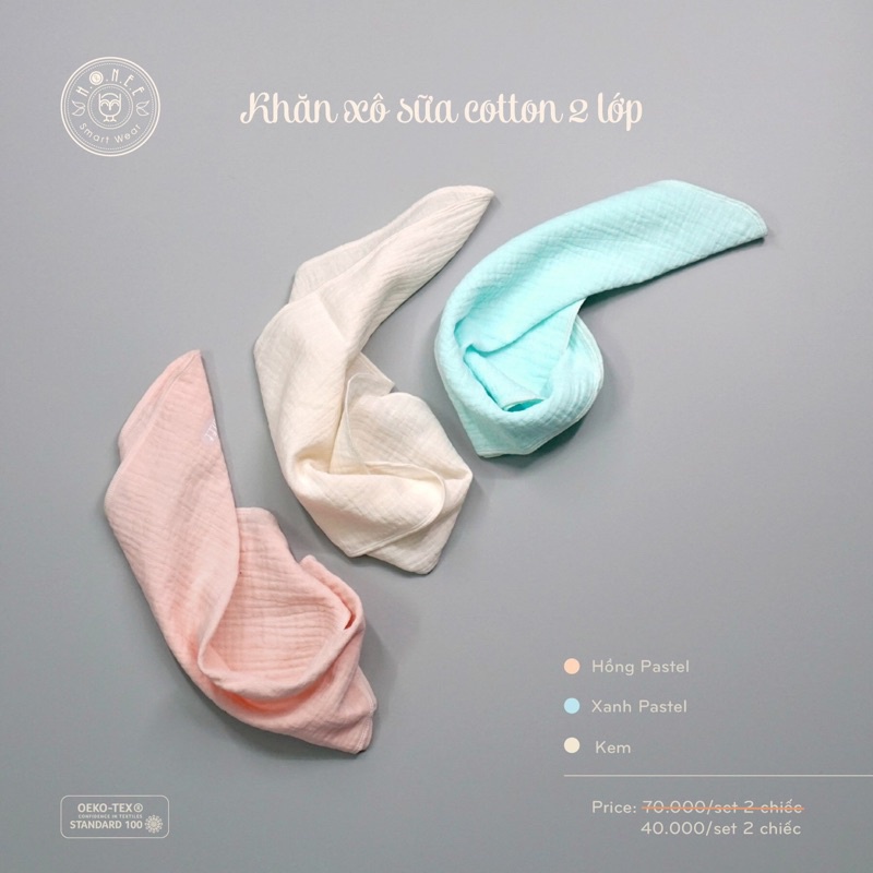 Set 2 cái khăn xô 2 lớp Hrnee mềm đẹp